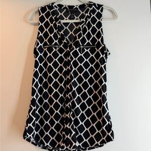 INC International Concepts Black and White Geometric Blouse
